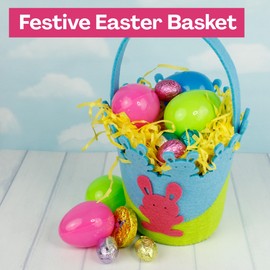 Needzo Colorful Felt Easter Baskets with Handles, Small Gift Bags for Egg Hunts and Candy, Springtime Party Essentials, 3.5 x 8.5 Inches (Pack of 6)