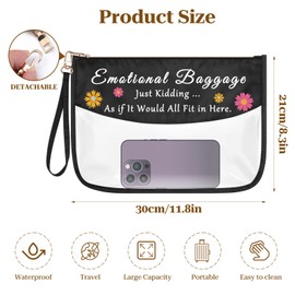 Emotional Baggage Funny Cosmetic Bag Humorous Gifts for Women Employee Boss Coworker Friend Novelty Sarcastic Gift Sarcasm Makeup Bag PVC Clear Toiletry Pouch Funny Birthday Graduation Gifts for Her