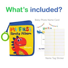 Urban Kiddy™ Baby's My First Family Album | Soft Photo Cloth Book Gift Set for Newborn Toddler & Kids (Dinosaur)
