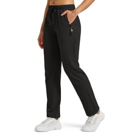 Willit Women's Hiking Pants Quick Dry Cargo Pants Lightweight Water Resistant Travel Golf Pockets Black XL