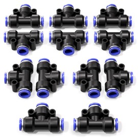 Bwintech 12 Pcs 6mm 3 Way Tee Push in Connect Pneumatic Fitting,3 Way Plastic Quick Release PE Air Line Adapter