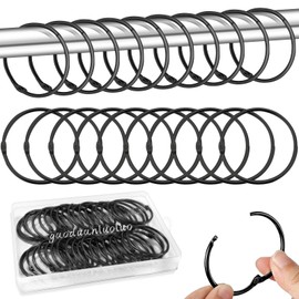 40 Pieces of Curtain Rings Metal, 50mm Curtain Rings for Opening, Shower Curtain Rings, Curtain Hanging Rings for Shower Curtains and Curtain Rods Book Rings (Black)