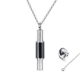 GW Memorial Necklaces for Men Women Stainless Steel Urn Necklaces for Ashes Jewellery for Filling Urn Chain with Chain Pendant Mini Urn for Ashes People Memorial Urn Dog Necklaces (Black), Stainless