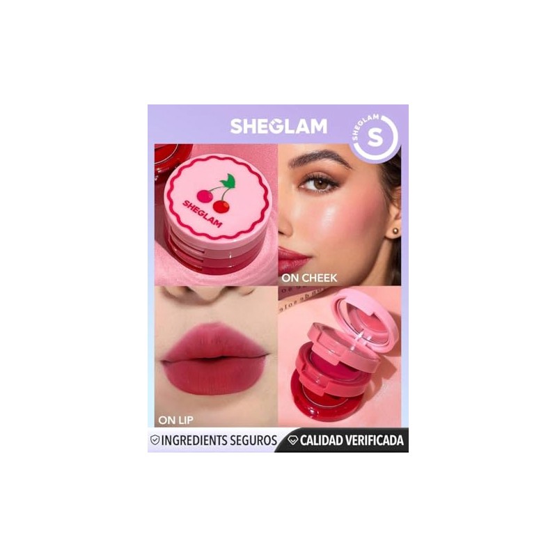 Sheglam Crema para Labios y Mejillas Apilables Very Cherry, 4