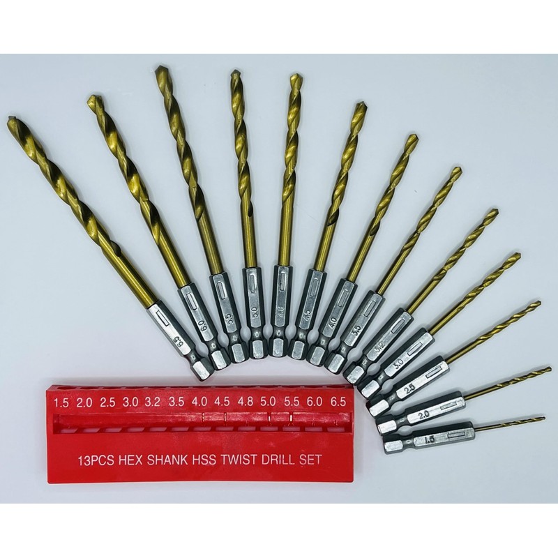 hep® 13pc Titanium Coated Hss Drill Bit High Speed Twist