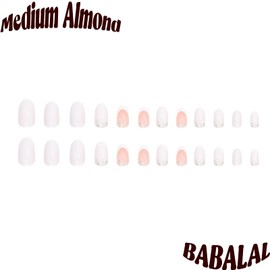 BABALAL Press on Nails, 24pcs Almond Stiletto False Nails, Medium, White, Acrylic, for Women and Girls