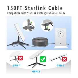 Starlink Cable 150FT for Starlink Rectangular Satellite V2, Replacement Cable Starlink for Satellite Gen 2 Dish and Router, Extension Starlink Cable Waterproof for Starlink Mesh Router, Grey