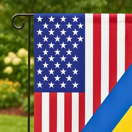 USA Ukraine Split Flag Garden Flag, American Ukrainian Solidarity Design