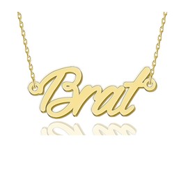 HUAN XUN Brat Necklaces Gold Name Necklace for Women Charm Initial Jewelry for Mom Mama Birthday Anniversary