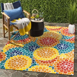 DECOMALL Outdoor Carpet for Patio Deck Porch Balcony Backyard, Colorful Outdoor Rug, 5'x7'