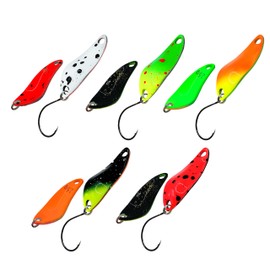 D-Ocean Trout Fishing Spoon 2.5 g 5 Pieces Fishing Hooks Trout Fishing Trout Spoons Spoon Set Length 32 x 20 mm with Box Fishing Bait Trout Fishing Spoon (04)