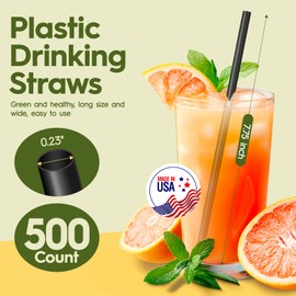 Delxo 1000 Count Individually Wrapped Black Plastic Straws - 7.75 Inch Long, 0.23 Inch Diameter - Disposable Drinking Straws for Party, Every Occasion - Made in USA