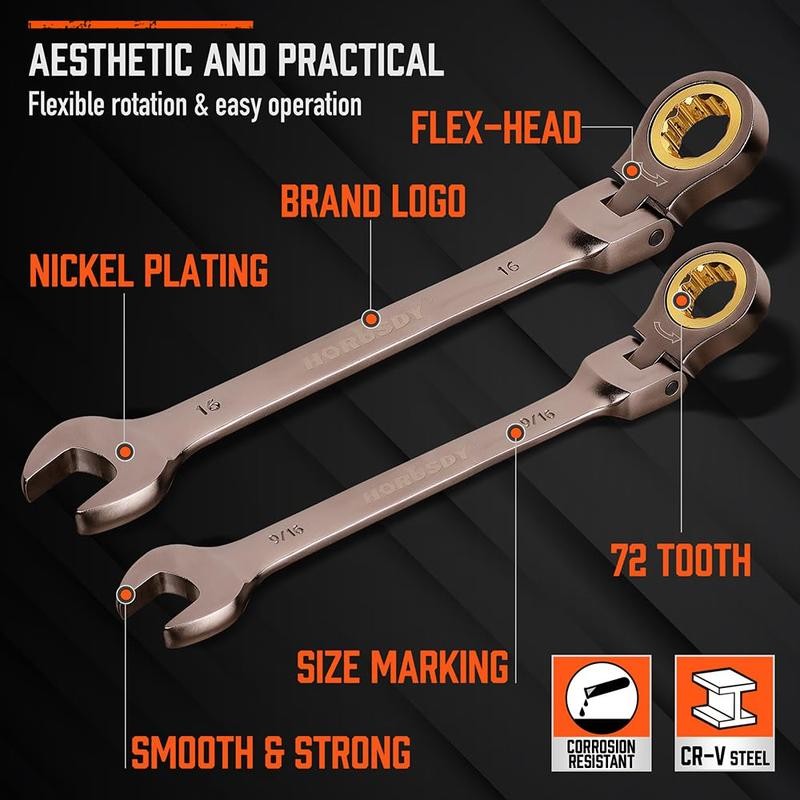 HORUSDY Flex-Head Ratcheting Wrench Set | Metric and SAE |
