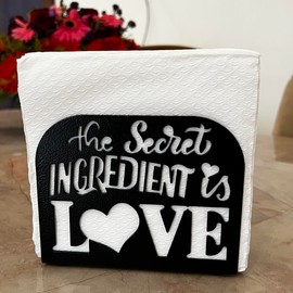 HeavenlyKraft Decorative Napkin Holder | Modern Farmhouse Style | Durable Tabletop Tissue Dispenser | Napkin Holder for Table | Steel Standing Napkin Dispenser for Kitchen Dining Table | (Love Design)