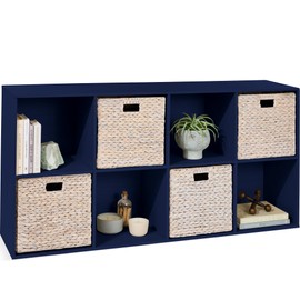Best Choice Products 8-Cube Storage Organizer, 13.5in Shelf Opening, Bookcase, Display Shelf, Customizable w/ 2 Removable Back Panels – Navy