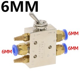 JVOZBZMWZ TAC2-41V Exhaust Valve 2 Position 5Way 1/8 quot; Self-Locking Toggle Lever Mechanical Valve Pneumatic Valve Switch w Fittings Muffler 1Pcs(TAC2-41V-PC6MM)