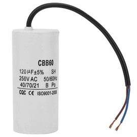 Motor Run Capacitor, AC CBB60 Capacitor 250V AC Capacitor 120uF Capacitor 50/60Hz Motor Start Capacitor with Wire Capacitor for Air Conditioner