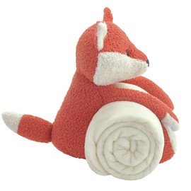 Stuffed Animal Toy and Blanket Set, Fox Plush Toy and Cozy Throw Blanket Combo, for Kids or Girlfriends on Birthdays and Festivals, Snuggle Pet & Comfort Sleeping Toy (Fox)