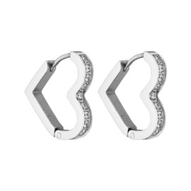 PURELEI® Glitter Heart Earrings - Women's Earrings Made of Durable Stainless Steel - Waterproof Earrings Women - 16 x 17 mm Size - Fashion Jewellery for Your Individual Look, Stainless Steel, Cubic