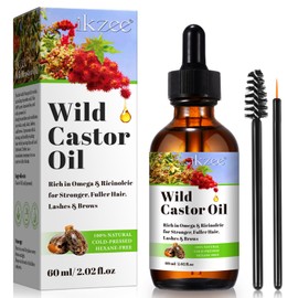 IKZEE Castor Oil, Organic Wild Castor Oil, Cold Pressed Castor Oil for Hair Growth, Eyebrow Nourishment, and Skin Hydration