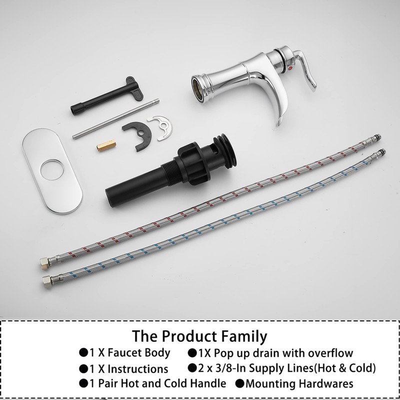 Chrome Bathroom Faucet Waterfall GGStudy Single Handle One Hole Farmhouse