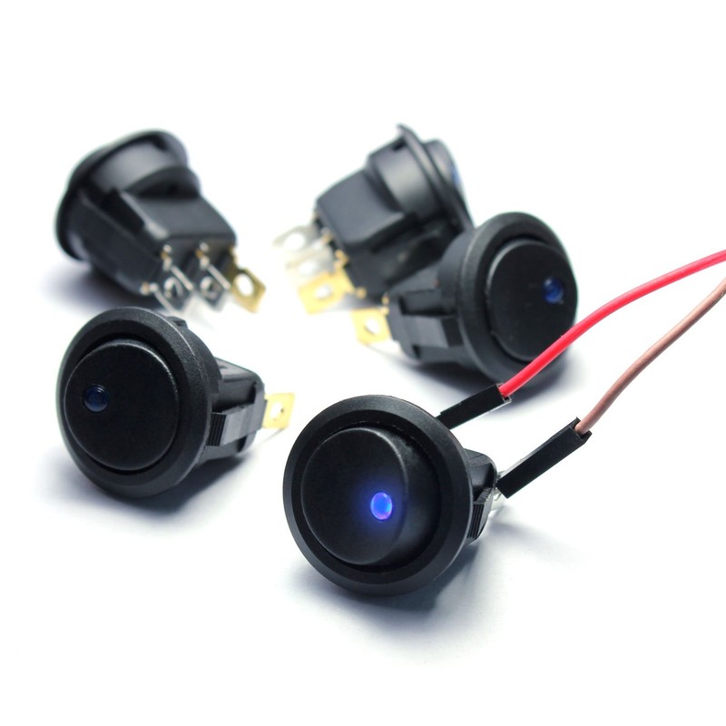 5 Pcs On-Off LED Round Rocker Toggle Switch Light DC