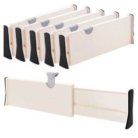 RealPlus 4pcs 4in High Adjustable Drawer Dividers Organizer Separators Plastic