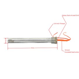 Immersion Cartridge Heater 12V 200W / 300W Hot Rod Heating Element Replacement 3/4 Inch Thread (300W)