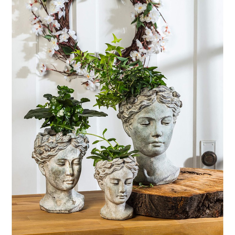 Abbott Collection Goddess Head Planter - Extra Small Cement Indoor