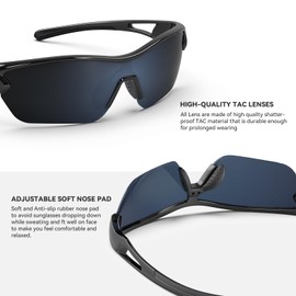 BEACOOL Polarized Sports Sunglasses for Men Women Youth Baseball Cycling Running Driving Fishing Golf Motorcycle TAC Glasses (Glossy Black)