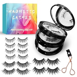Magnetic Eyelashes, Reusable False Lashes Kit with Applicator, Natural & 3D Look, Easy to Wear & No Glue Needed, 4 Pairs