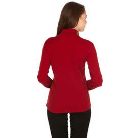 100% Merino Wool - Midweight Womens 1/4 Zip - Midlayer - True Red - Large