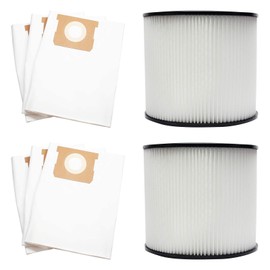6 Replacement 90661 Vacuum Bags & 2 90304 Filter for Shop-Vac - Compatible with Shop-Vac CH87-650C, Shop-Vac 587-34-00, Shop-Vac 596-07-00, Shop-Vac Heavy Duty Portable CH87-650C