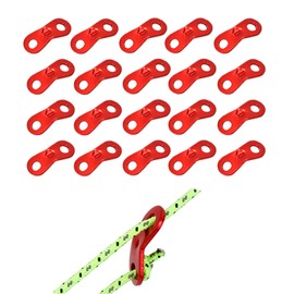 SHULLIN 20 Pieces Aluminium Alloy Tent Rope Tensioner Tent Cord Adjuster Lightweight Camping Rope Plate Rope Tensioner Tent Accessories for Tent Outdoor Hiking Camping Picnic Activities Outdoor (Red)