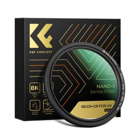 K&F Concept UV Filter, Ricoh GR II, GR III, GR IIIx, GR IIIx, HDF, Protective Filter, UV Protection, 28 Layer Coating, Filter Removal Tool Included, 3-Piece Cloth Included
