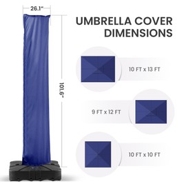 Deconk Patio Cantilever Umbrella Cover Outdoor Offset umbrellas Covers with Zipper and Rod UV Resistant Waterproof for Pool Deck Garden, Navy