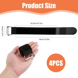 Set of 4 Elastic Velcro Straps Set, Adjustable Straps with Velcro (3.8 x 50 cm), Velcro Cable Ties, Webbing Straps for Organising Cables, Garage, Bicycle