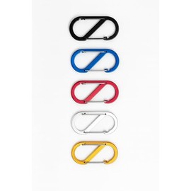 Aluminium S-Shaped Carabiner Clips, 88mm x 40mm, Set of 5, Multicolour Pack for Camping and Hiking