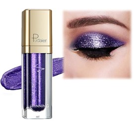 Metallic Liquid Glitter Eyeshadow - Long Lasting Waterproof Matte Shimmer - Highly Pigmented Sparkly Eye Shadow - Easy to Blend - with Eyeliner Pen - Purple Crystal Glow(13#)
