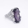 LRGKMCWTOB 925 sterling silver large amethyst ring square cut gemstone