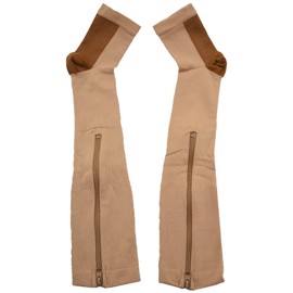 Compression Stockings Nylon Zipper Compression Sock Leg Knee Support Open Toe Preventing Varicose Veins Stretch Socks(Color) XXL