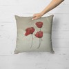 Cream Red Cushion Cover Poppies - 22" x 22"