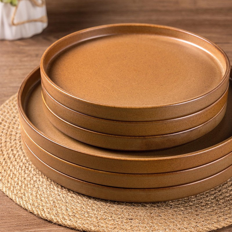 LERATIO Ceramic Dinnerware Sets for 6, High Edge Stoneware Plates