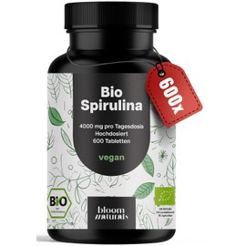 Organic Spirulina Tablets High Dose - 600 Tablets - 4000 mg per Daily Dose, Spirulina, Vegan & Produced in Germany - Laboratory Tested From Controlled Biodegradation