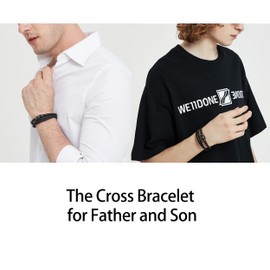 ketryep Cross Bracelet for Men Multi-Layer Braided Bible Verse Mens Leather Bracelet Christmas Birthday Religious Gifts for Men Father Boyfriend Husband (ISAIAH 41:10, M-8.5" C)