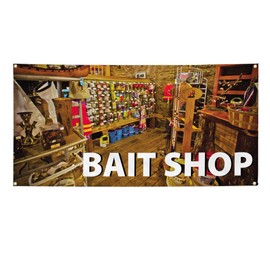 Vinyl Banner Multiple Sizes Bait Shop B Outdoor Advertising Printing Retail Outdoor Weatherproof Industrial Yard Signs 10 Grommets 60x144Inches