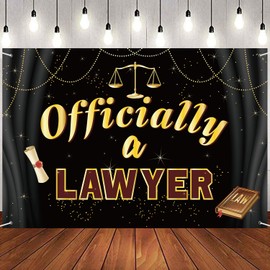 Officially a Lawyer Backdrop Banner, Lawyer Graduation Photography Backdrop Durable Fabric Law Grad Banner Law School Graduation Party Decorations Photo Booth Props 6x4ft