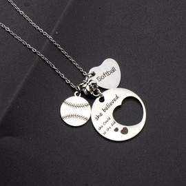 KEECAO Softball Necklace Softball Gifts for Women Pendant Necklace for Softball Lovers and Fans Jewelry Gifts