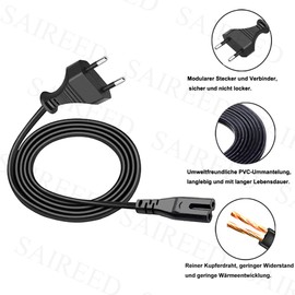 AC Power Cable Power Cable Power Cable 2-Pin Replacement for JBL Bar 500 Bar 800 Bar 2.1 Bar 1000 Soundbar Link Bar Subwoofer 2 Prong C7 Plug Power Cord