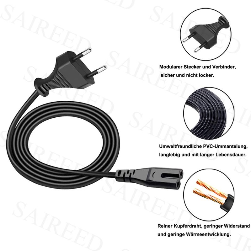 AC Power Cable Power Cable Power Cable 2-Pin Replacement for